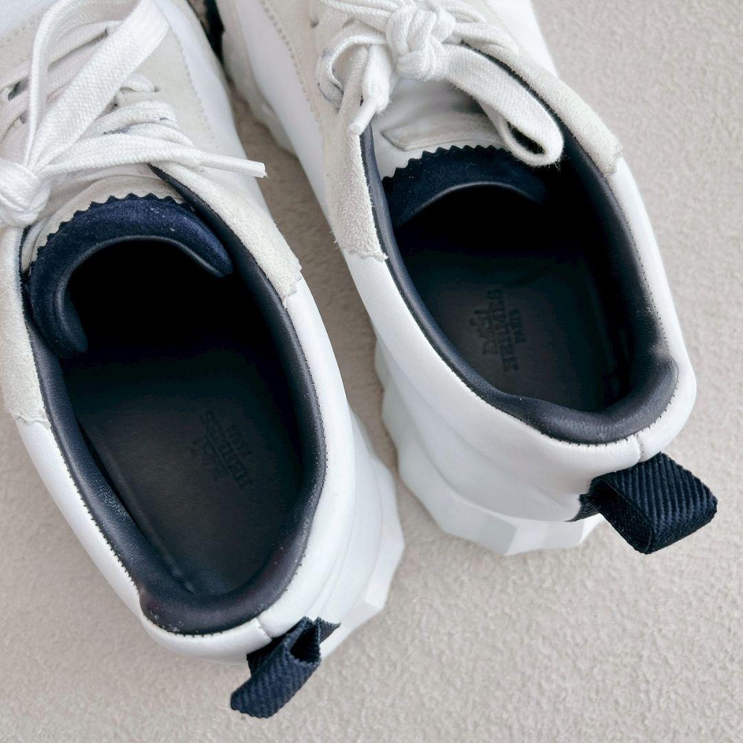 HERMES エルメス　バウンシング　スニーカー　レザー　白×紺　26.5cm