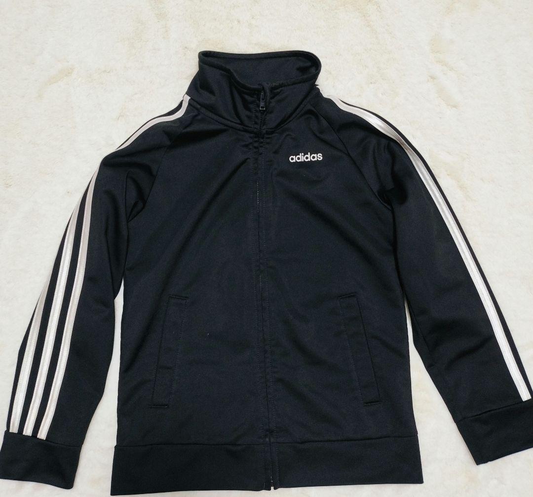 極美品】 adidas 黒 ジップアップジャケット 3本ライン 120 キッズ