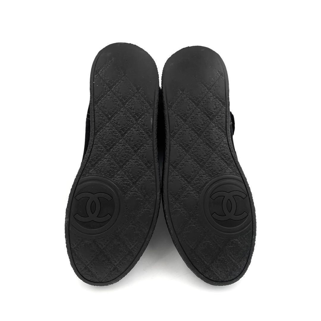 《超美品》シャネル ショート スエード ムートンブーツ ココマーク 黒系 35
