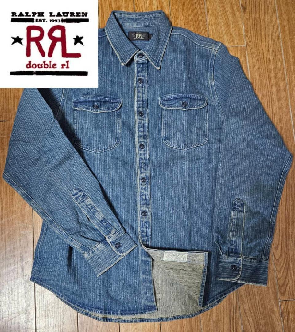 送料無料/新品未使用ヘビーアメリカンRRLヘリンボーンデニムシャツ（L） インディゴ ヘリンボーン ツイル ワークシャツ | ラルフ ローレン公式