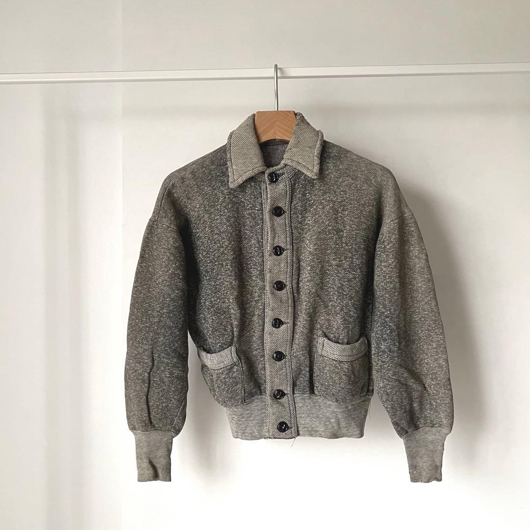 Vintage】40-50s ごま塩カーディガン スウェット 襟付き - メルカリ