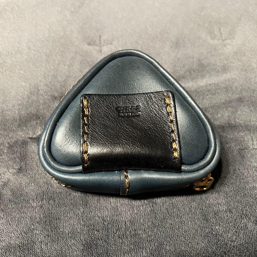 【色の変化などあり】HERZ ヘルツ　おにぎりポーチ　ネイビー おにぎりの形をした使いやすくて可愛いポーチ / 革鞄のHERZ(ヘルツ