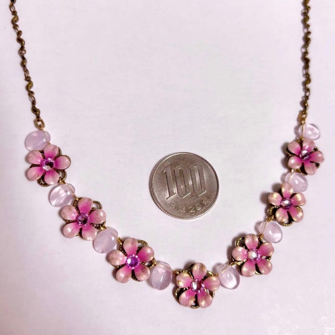 ミハエルネグリン ゴールド フラワー ピンク ネックレス ペンダント