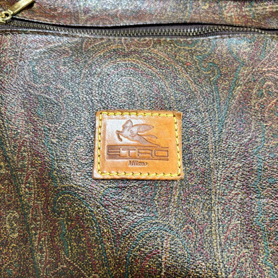 ETRO エトロ ペイズリー柄 ミニボストンバッグ ブラウン 鍵 南京錠