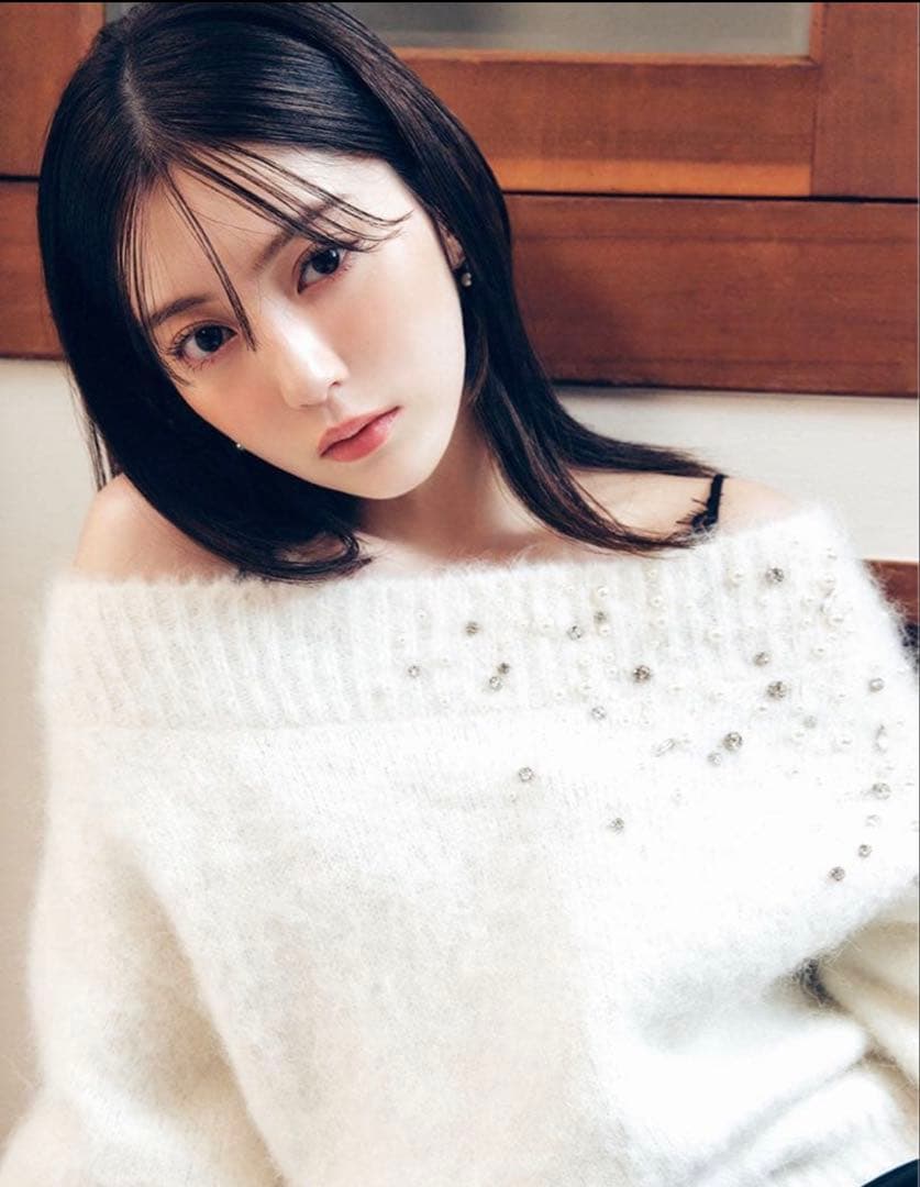 FRAY I.D アルパカシャギービジューオフショルニット IVR - メルカリ