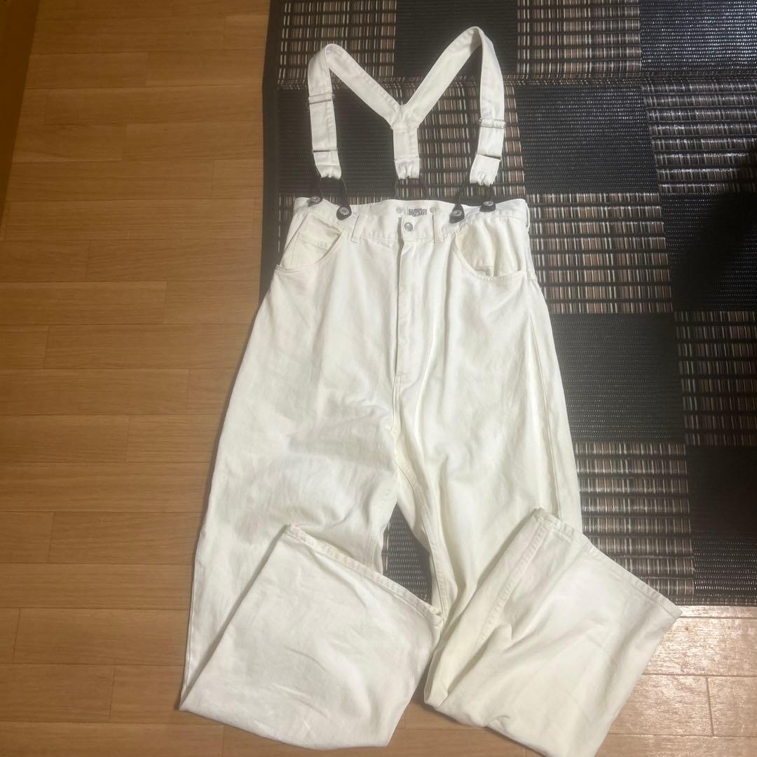 本日のみ1万円/FRAMeWORK】ペイデイ サスペンダー付きデニム ホワイト