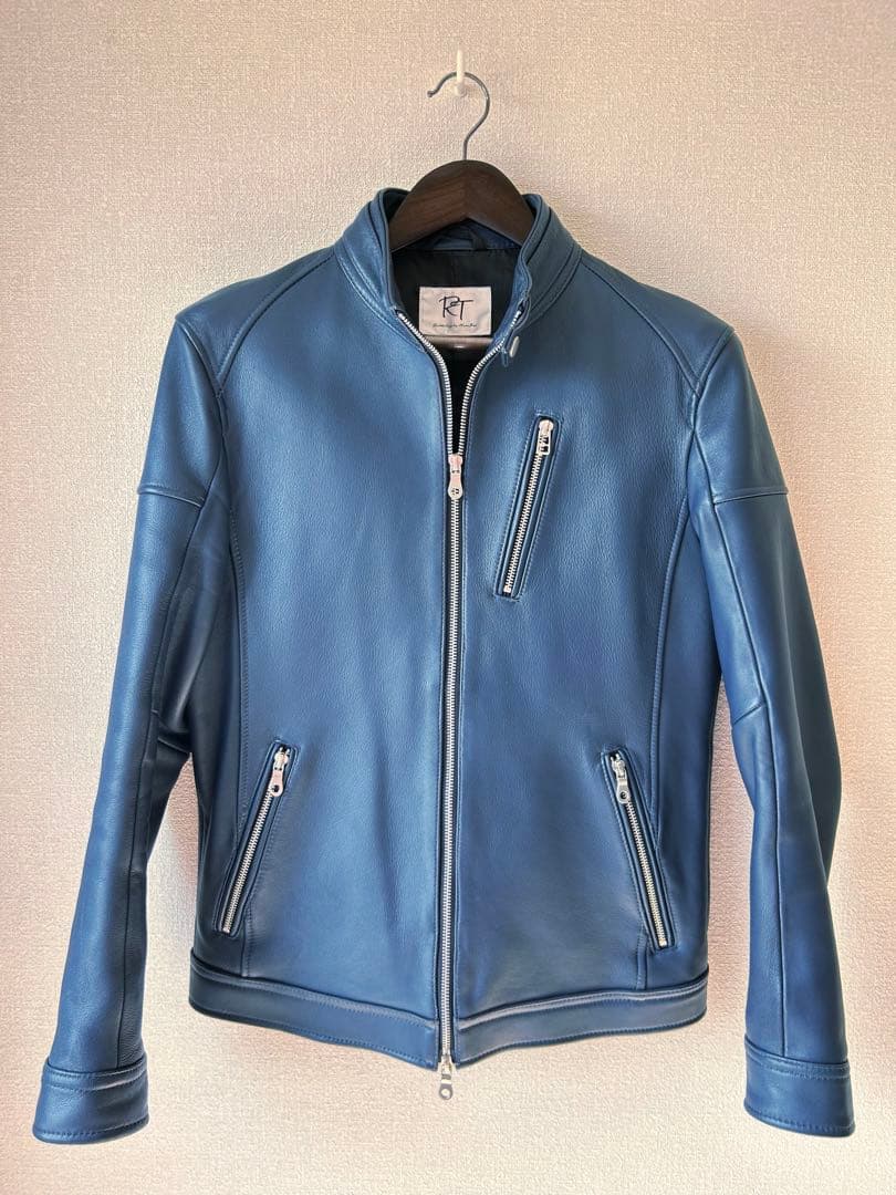シングルライダースジャケット RT ブルー　羊革 ラトルトラップ RattleTrap SHEEP LEATHER/シープレザー シングル