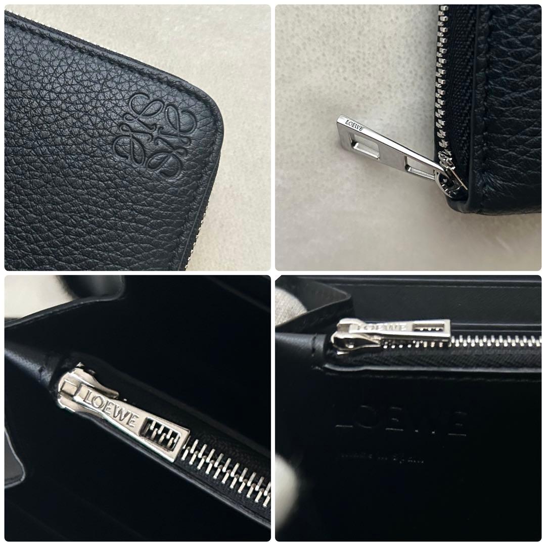 極美品 LOEWE ロエベ 長財布 ラウンドファスナー アナグラム レザー 黒
