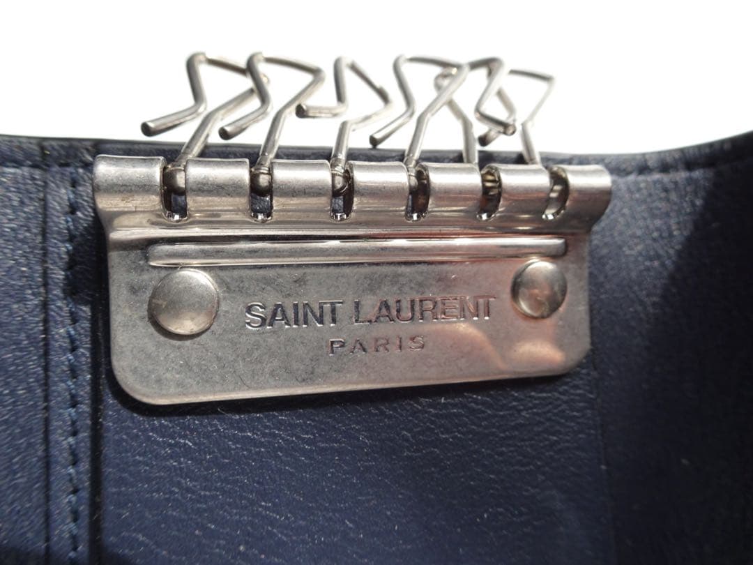 SAINT LAURENT PARIS】6連キーケース ダークネイビー レザー