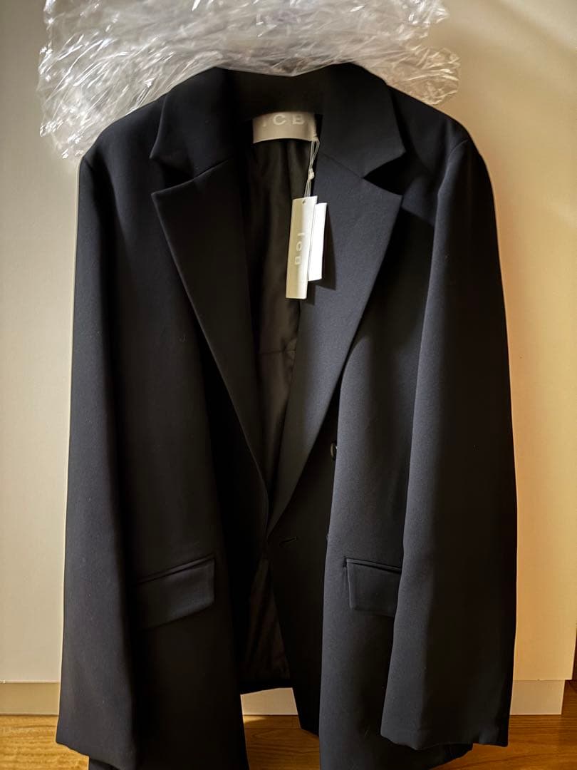 ICB L テーラードダブルジャケット ブラック46サイズ17号19号 - メルカリ