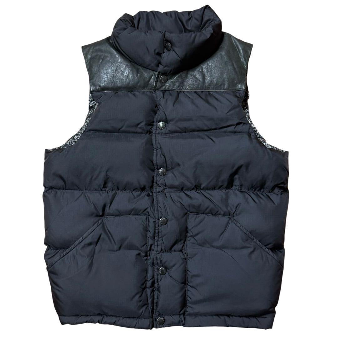 ノースフェイス パープルレーベル ダウンベスト レザー切り替え