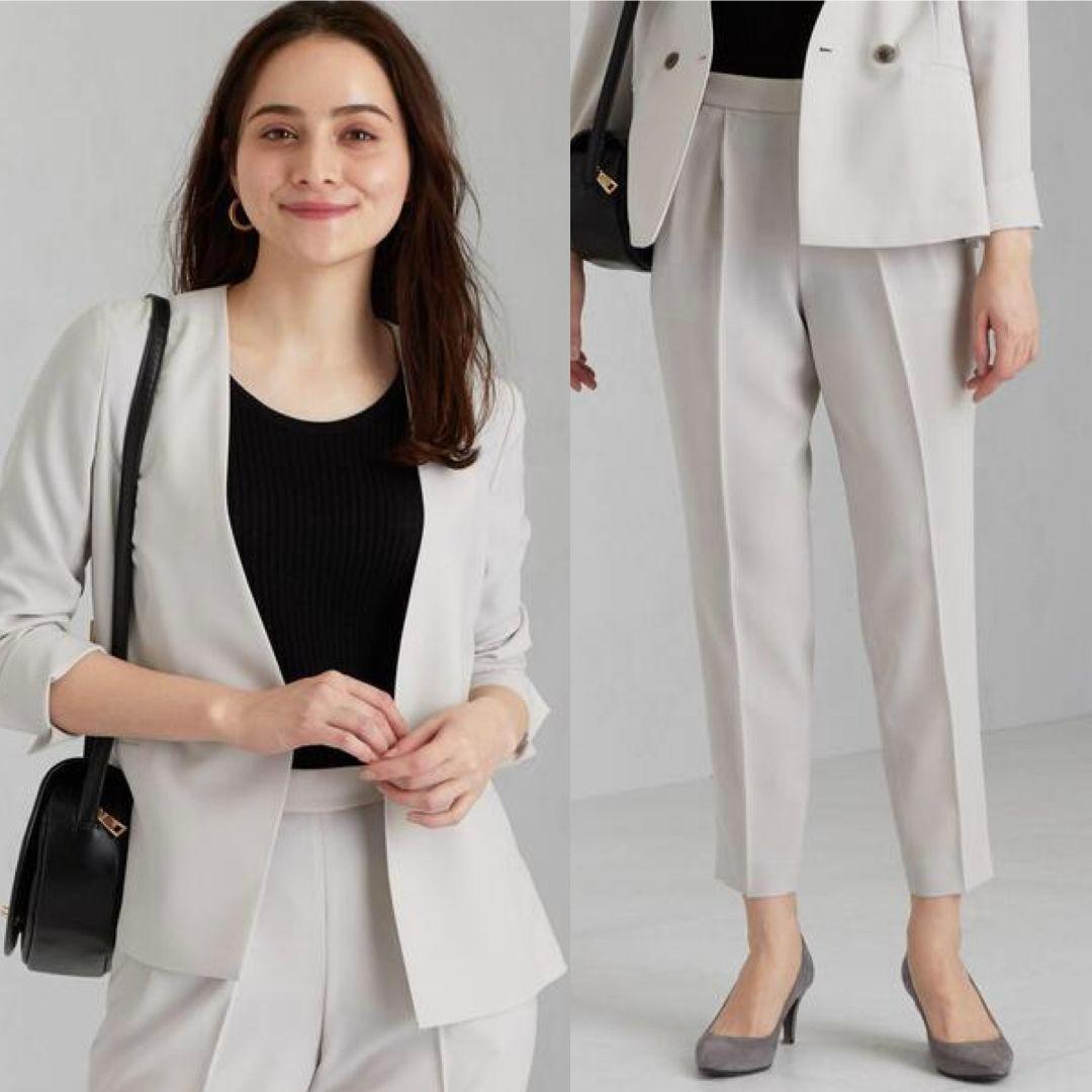 レックスツイル ノーラペルジャケット テーパードパンツ セットアップ