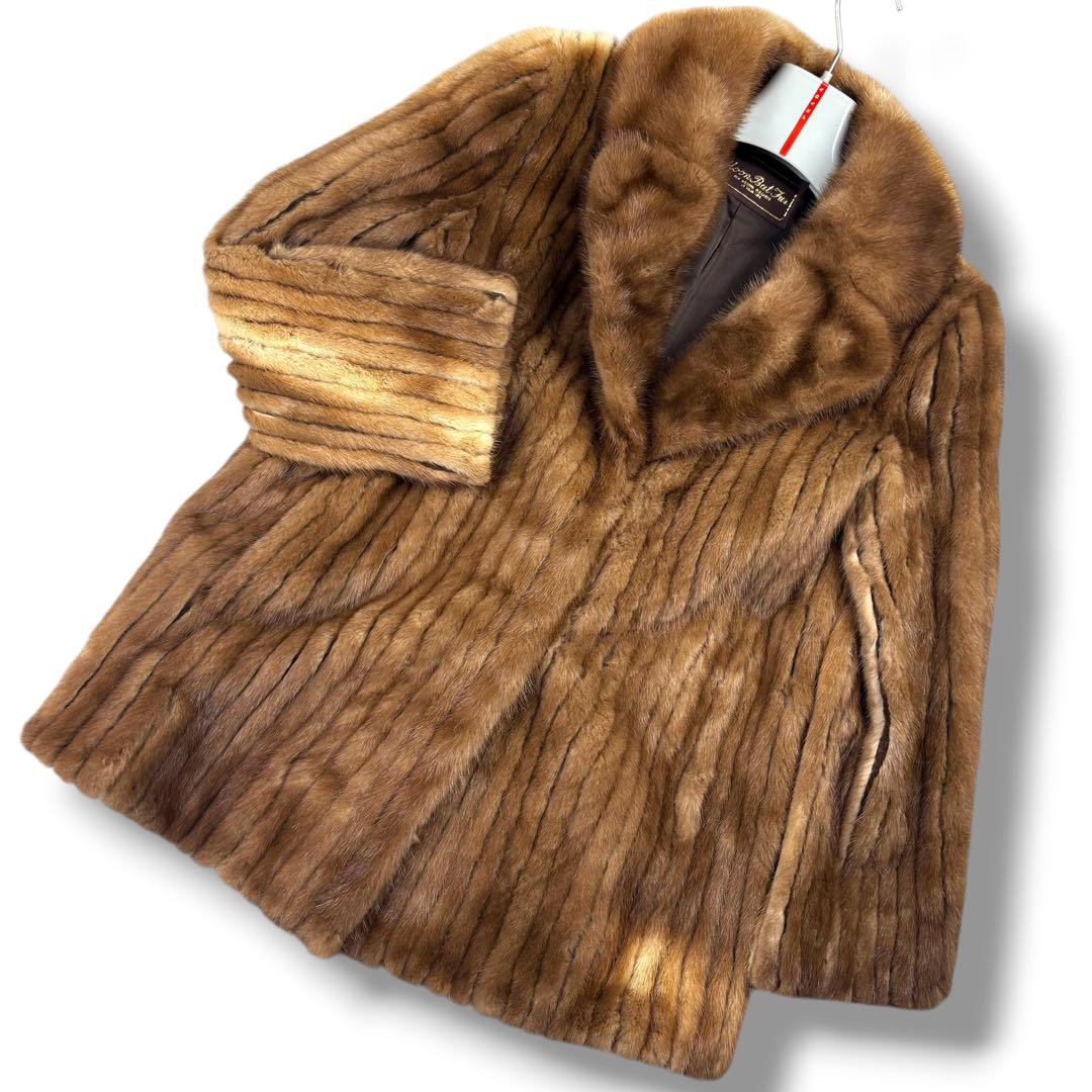 美品 MoonBat デミバフミンク コート キャメル系 リアルファー毛皮11