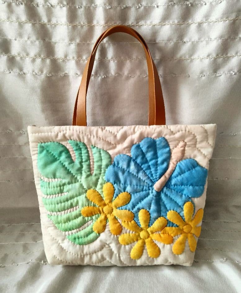 ☆ 274.ハワイアンキルト・バッグ・ハイビスカス＆ティアレ