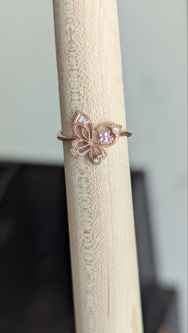 K10 ピンクゴールド　蝶　ダイヤモンド　天然石　5号 ピアス K10ピンクゴールド ダイヤモンド アクセサリーPePe オンライン