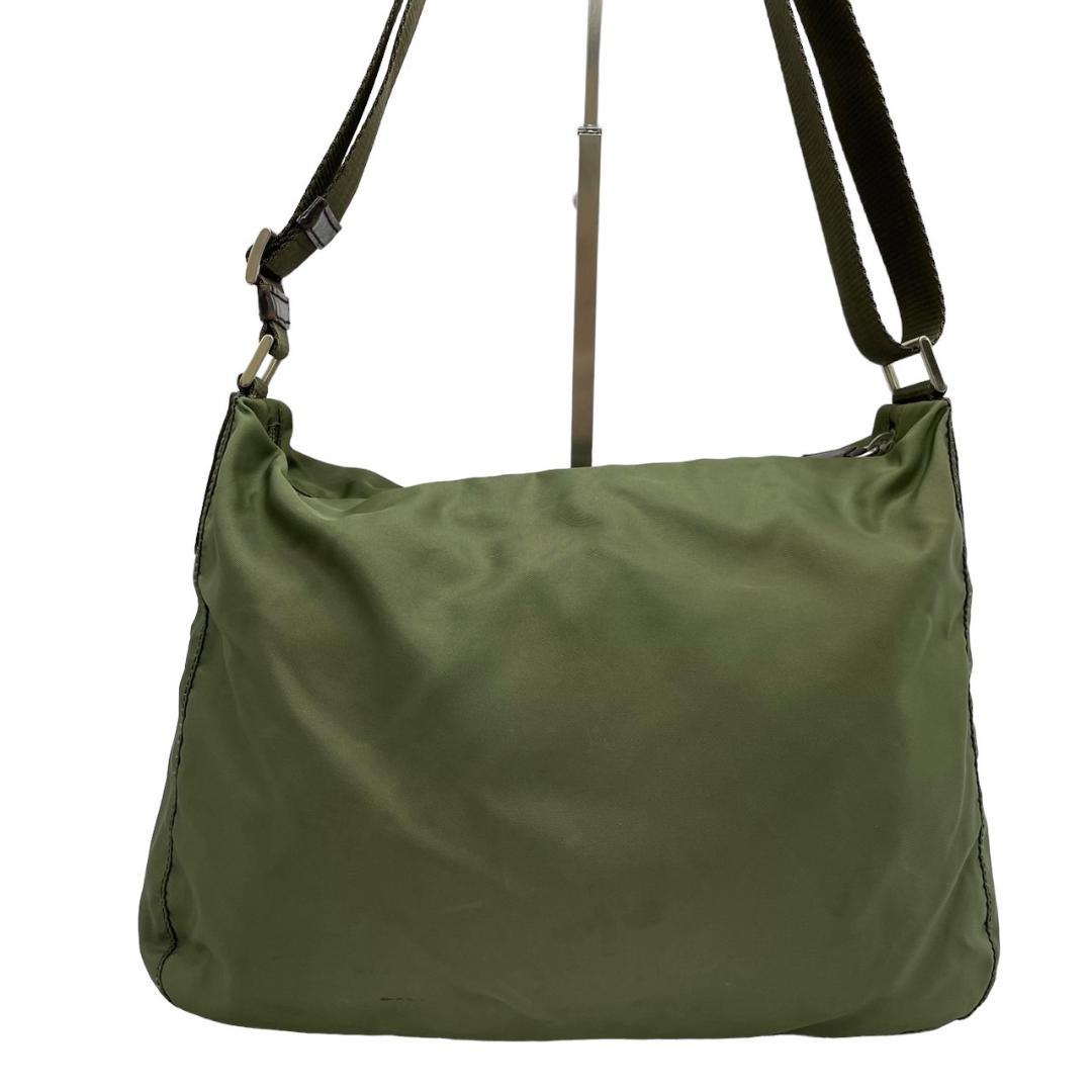 良品 PRADA プラダ O ナイロン カーキ 緑 ショルダーバッグ 三角ロゴ