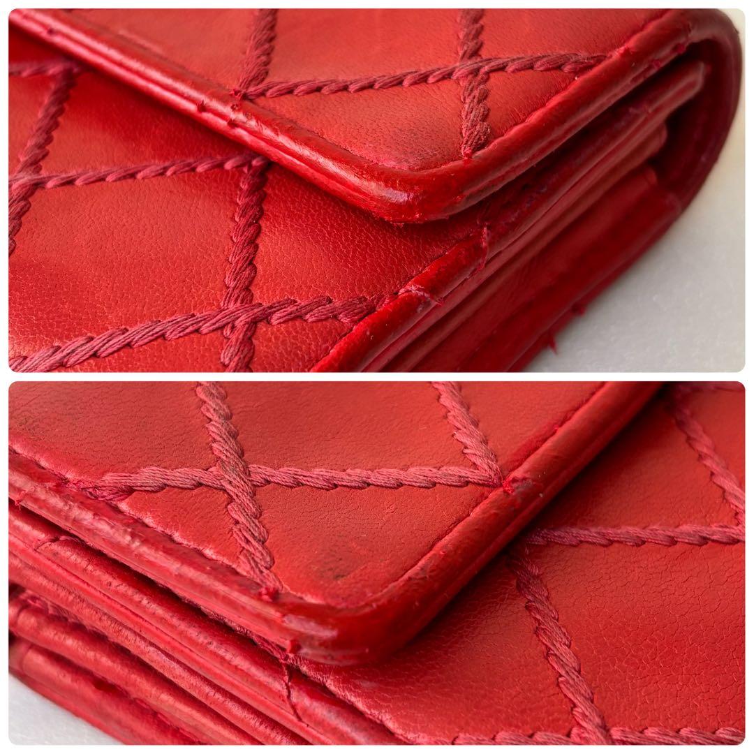 シャネル A80142 ウォレット ココマーク レザー赤 レッド 長財布 19番