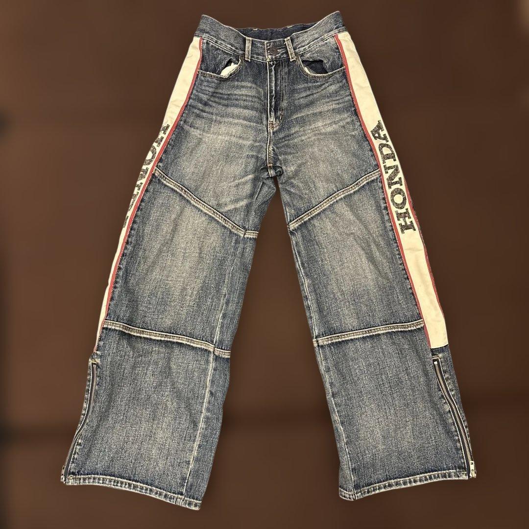 HONDA moussy コラボ ワイドレッグデニム HONDA DENIM ワイドバギー｜マウジーの通販｜&mall（アンドモール