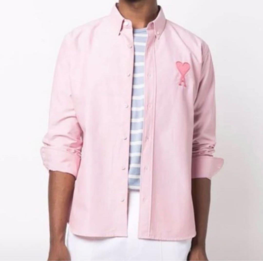 Ami Paris アミパリ ピンク 刺繍シャツ L - メルカリ