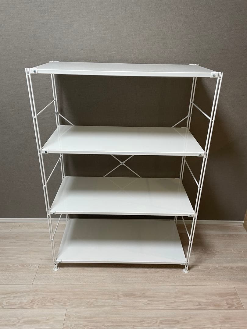 無印良品　スチールユニットシェルフ　スチール棚セット　ワイド中　ライトグレー スチールユニットシェルフ・スチール棚セット・ワイド・中・ライト