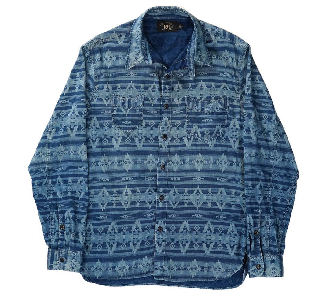 RRL 本藍染め インディゴ コットン サテン ワークシャツ ダブルアールエル RRL 本藍染め インディゴ コットン サテン ワークシャツ ダブルアール