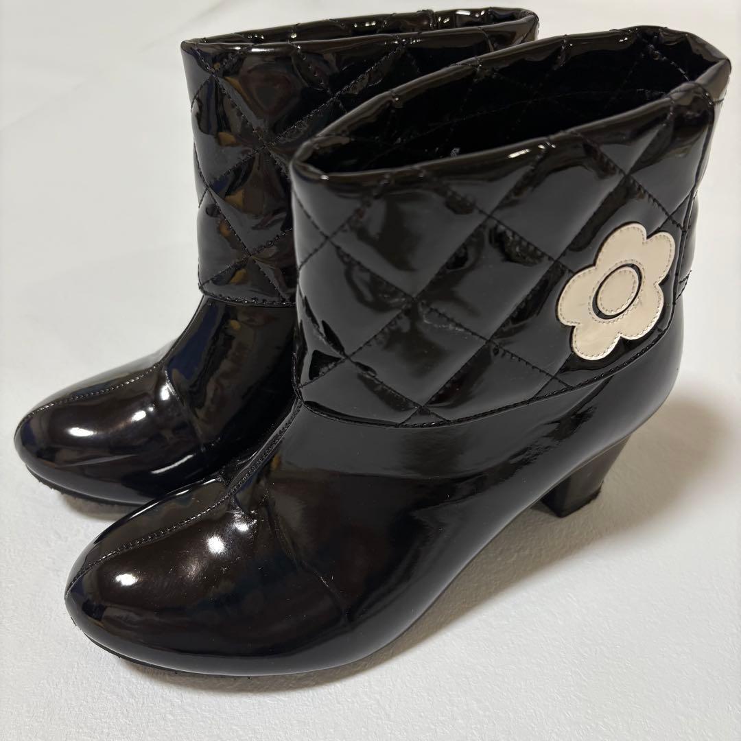 マリークワント キルティング レインブーツ デイジー ブラック M 長靴 MARY QUANT - 未使用*Lサイズ*マリークヮントレインブーツ*訳アリの
