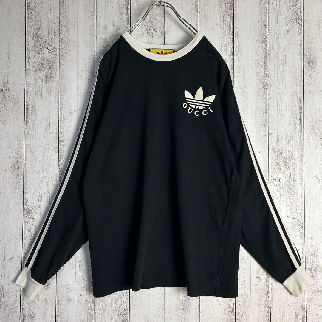 6088【人気コラボ】グッチ×アディダス‪☆袖ライン入りロンT 長袖‬