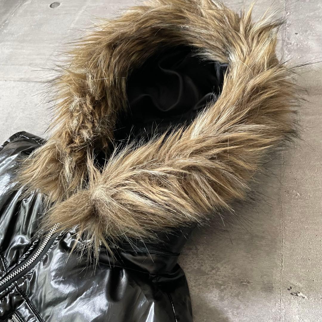 00s アーカイブ ファー付き ダウンベスト 光沢 テカテカ 短丈 平成