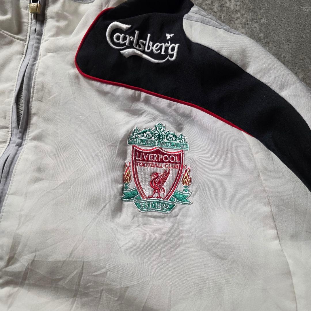 adidasアディダスリヴァプールナイロンジャケットドローコード刺繍ロゴ