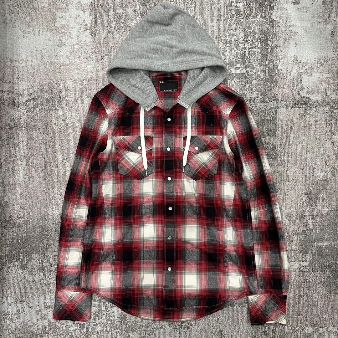 Number (N)ine 05AW ハイスト期 フード付きチェックシャツ - メルカリ