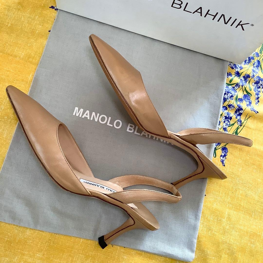 マノロブラニク 定番 キャロリン スリングバック ヌーディーカラー 22.5cm