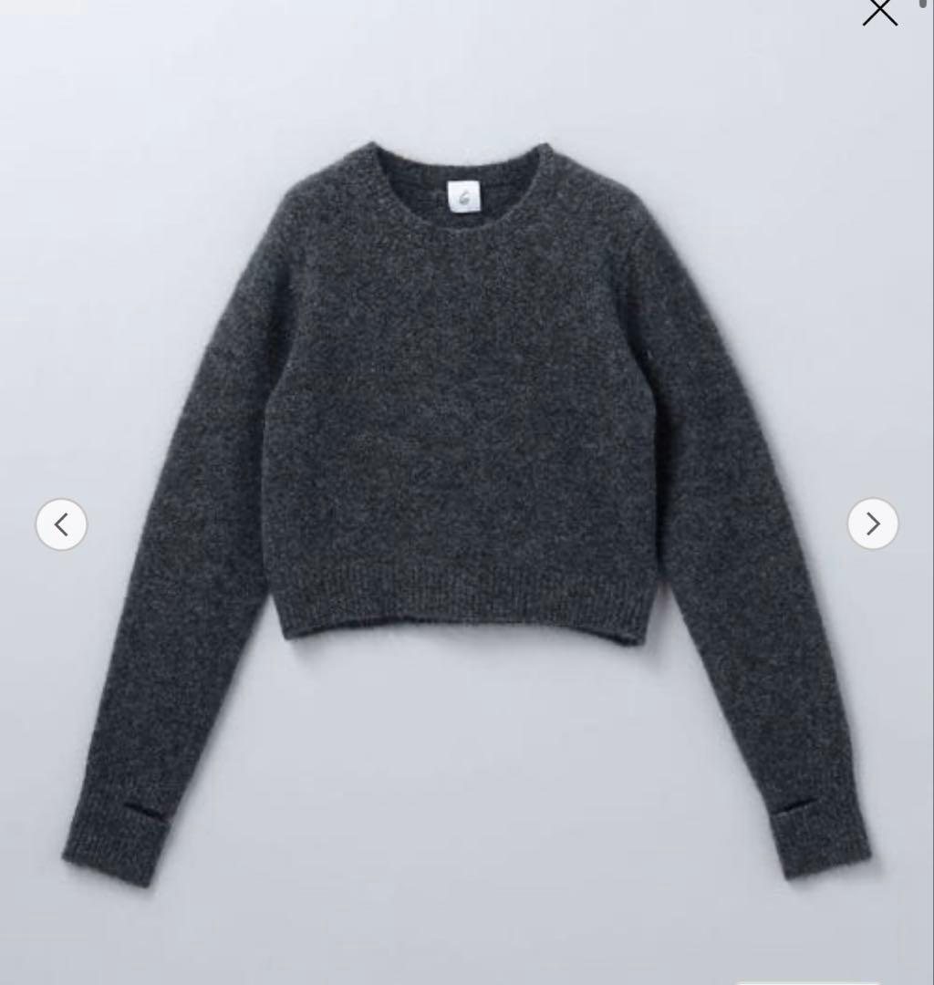 6（ROKU）アルパカウール スリット クルーネック ニット プルオーバー