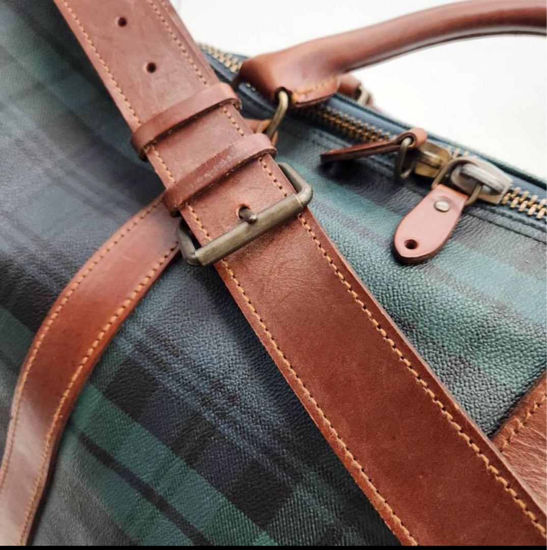 ポロラルフローレン ボストンバッグ 幅60 チェック柄 PVC 旅行鞄