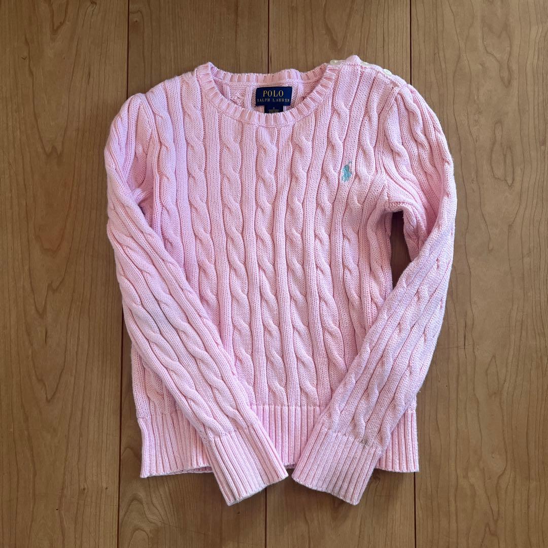 Polo Ralph Lauren ケーブルニットセーター ピンク 120 - メルカリ