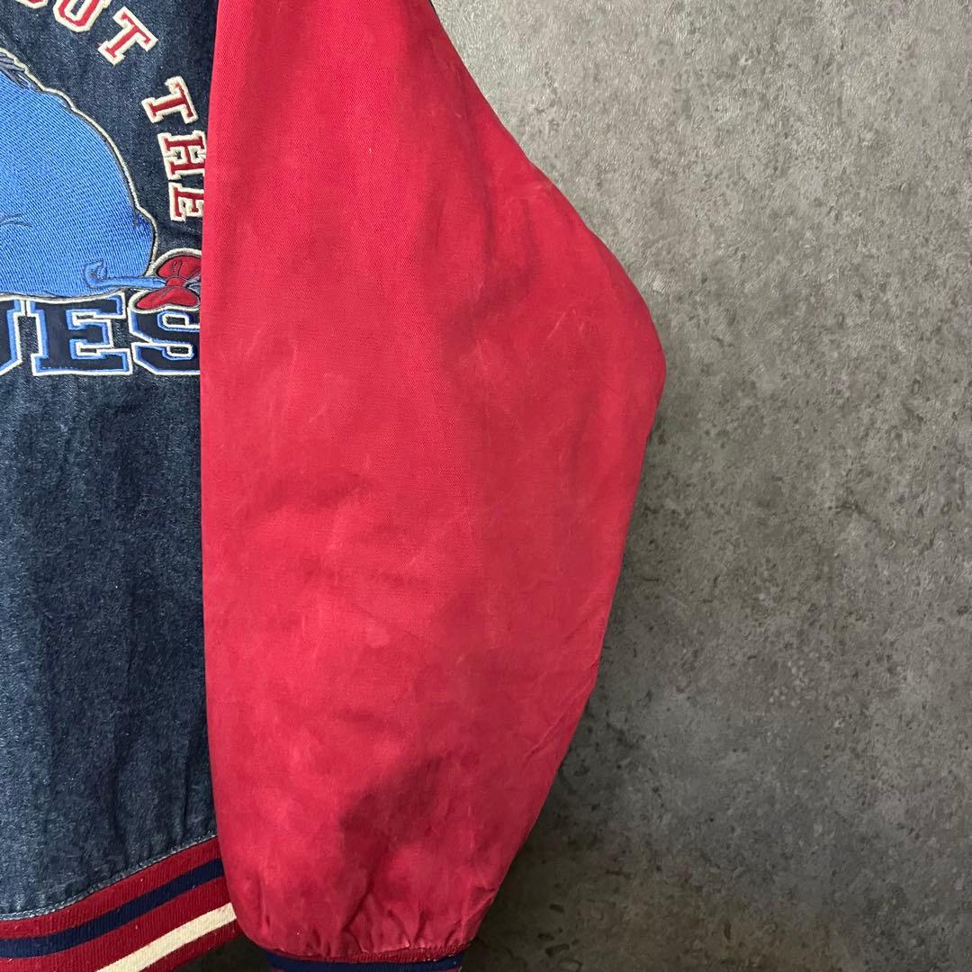 《US古着》ディズニー くまのプーさん イーヨー デニムブルゾン 刺繍 2XL