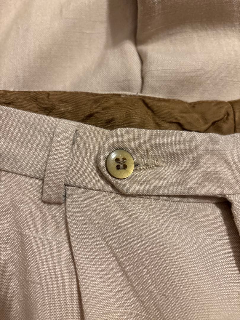 あ*お様 50s 60s 70s レーヨンスラックス ベージュ 白 viscos - メルカリ