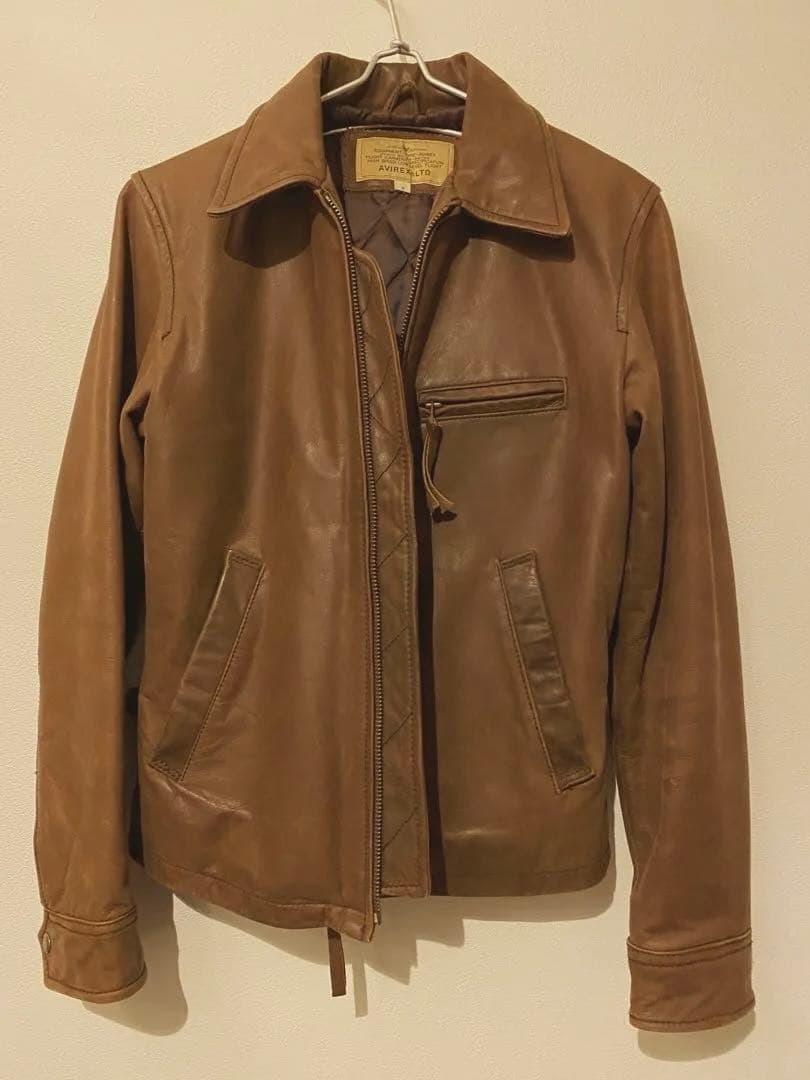 AVIREX 本革 シングルライダースジャケット ブラウンサイズS AVIREX レザー ジャケット シングルライダース ヴィンテージ加工 M