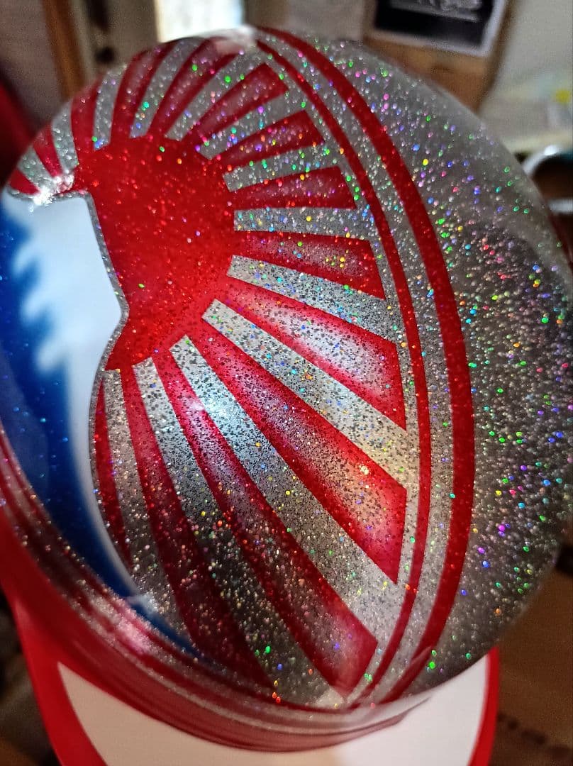 カスタムコルク半大粒小粒MIX倍増七色ラメ✘Candyレッド富士日章