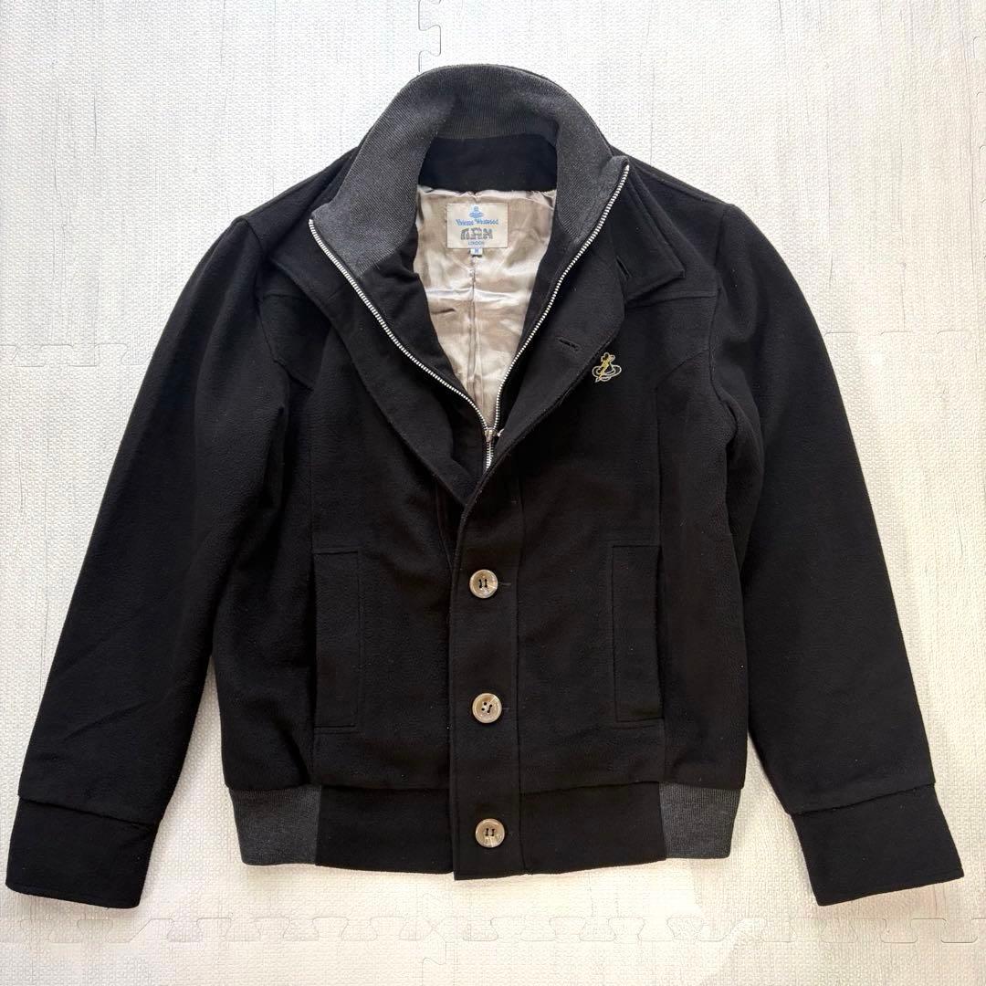 希少 Vivienne Westwood ブルゾン ジャケット オーブ稲妻 伊製 Vivienne Westwood 国内即発☆ オーブフェルトパッチ ジャケット