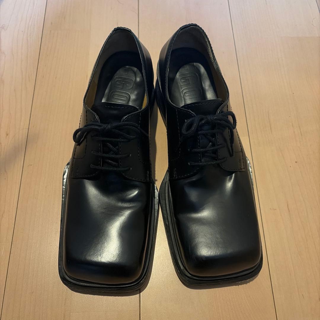 egon lab スクエアトゥダービー 40 EGONlab. レザー ダービーシューズ | ブラック | FARFETCH JP