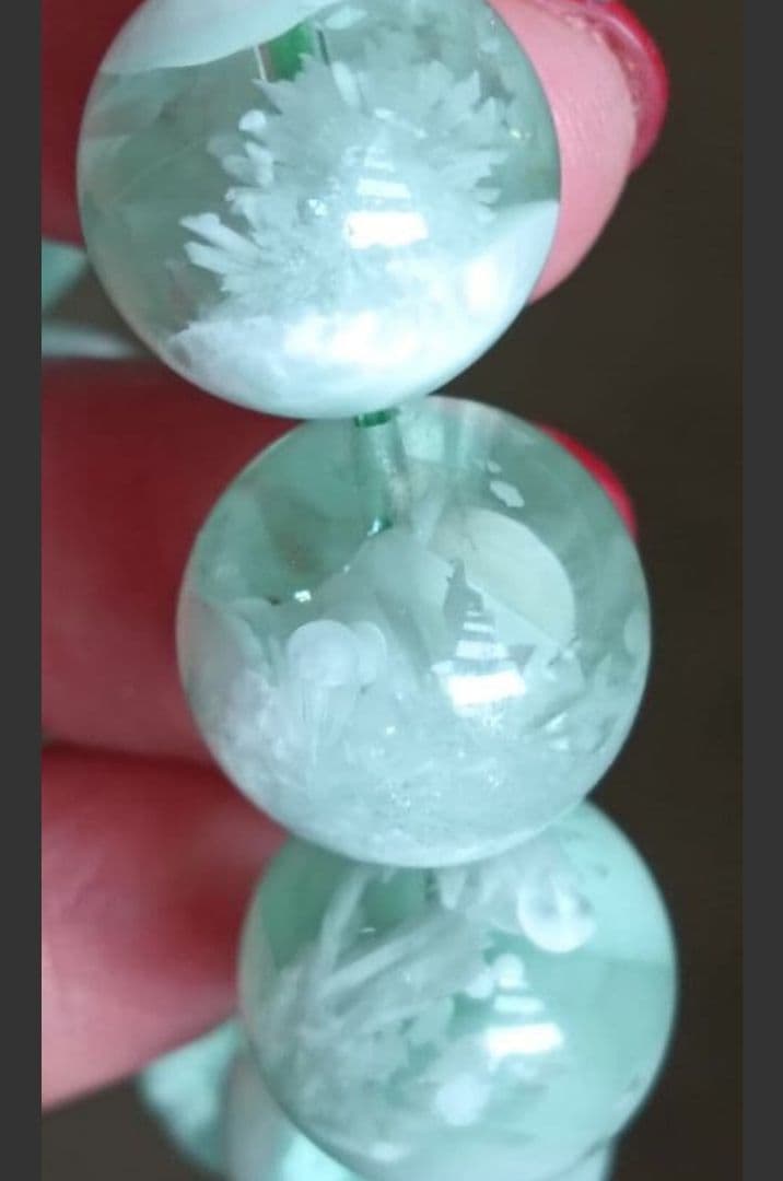 超超超希少石グリーンラリマー‼️14mm内径約17センチ 雪花