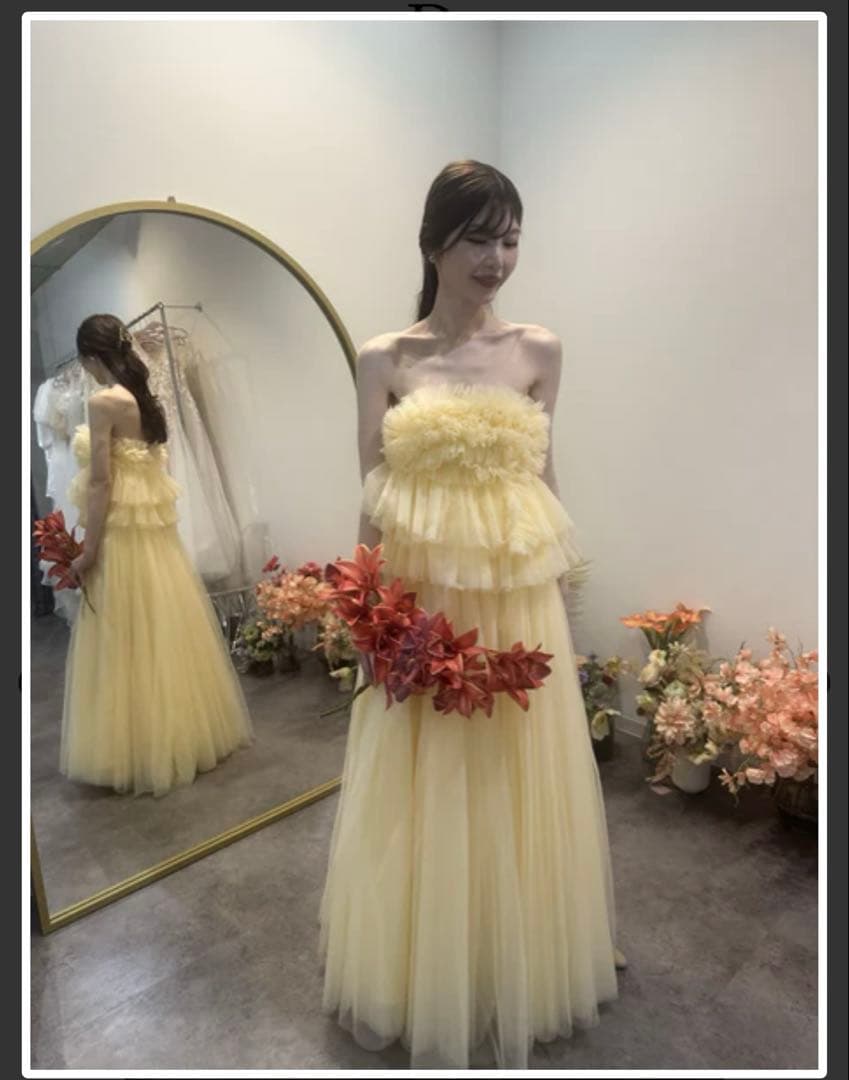 DRESS PRODUCTION フリル チュールドレス クリームイエロー - メルカリ