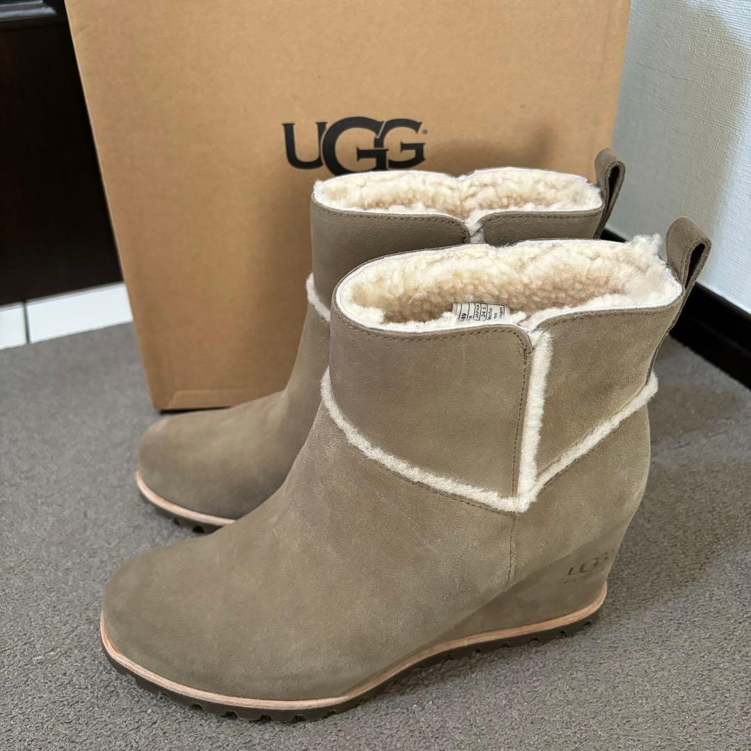 超希少UGG W MARTE BOOT本革防水ヒールファーブーツ ウェッジ 完売