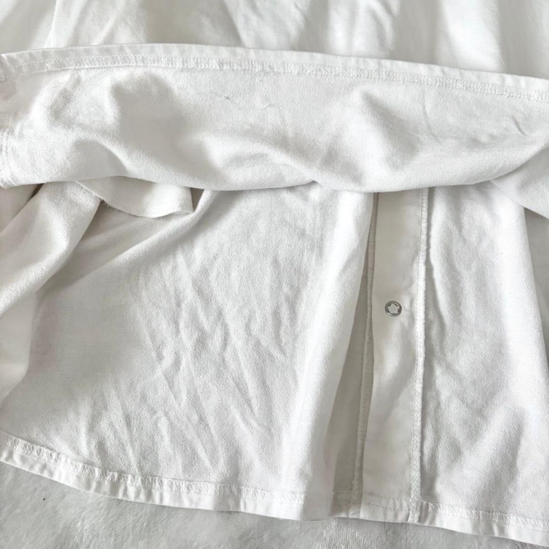 ビアズリー 後ろパールドットボタンカットソー ホワイト 洗える 長袖