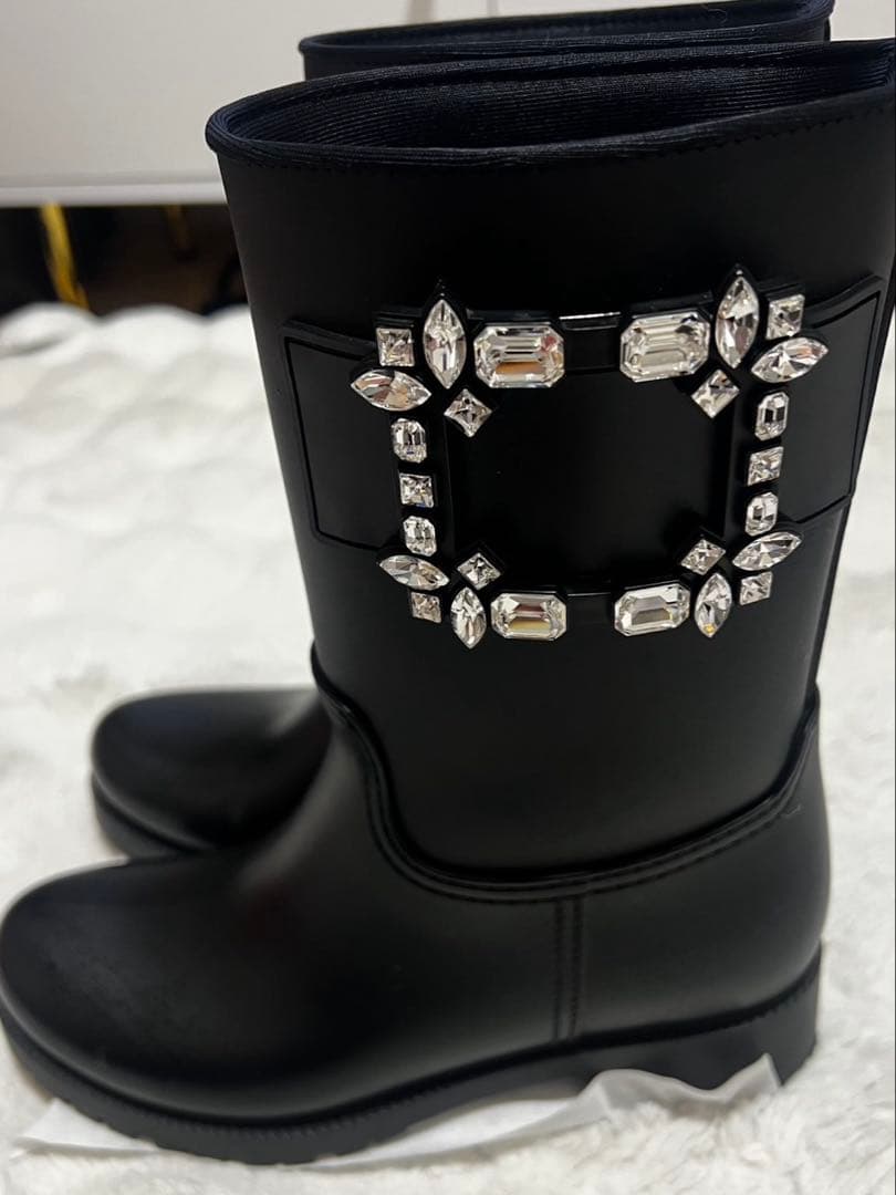 ロジェヴィヴィエ テンペット ヴィヴ ストラス ブーツ ラバー 黒 37サイズ