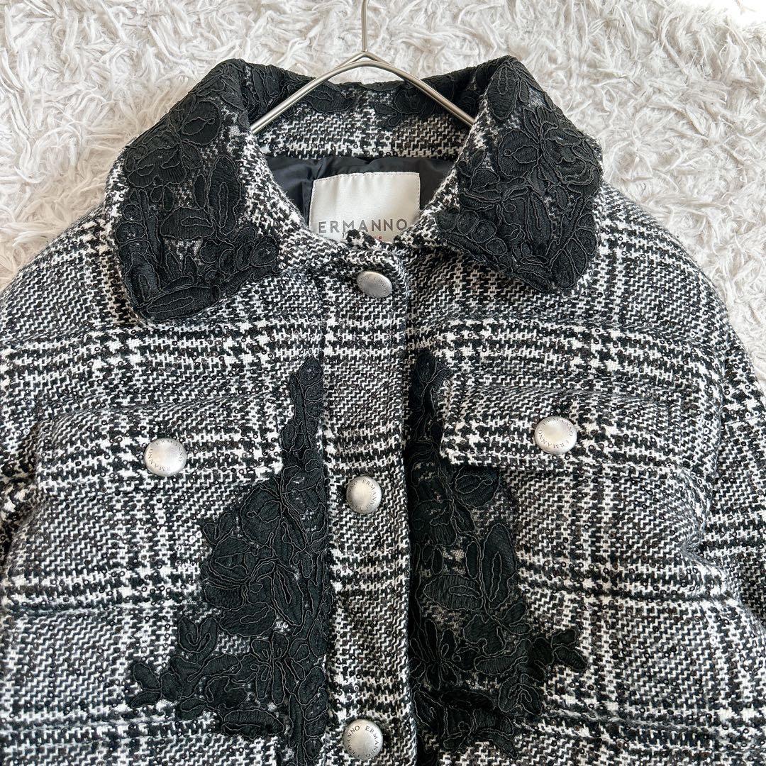 美品⁂エルマンノフィレンツェ⁂ショートコート グレンチェック レース