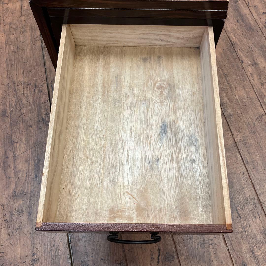 昭和レトロ 木製 葡萄柄 折りたたみ文机 テーブル 箪笥 小箪笥 3段