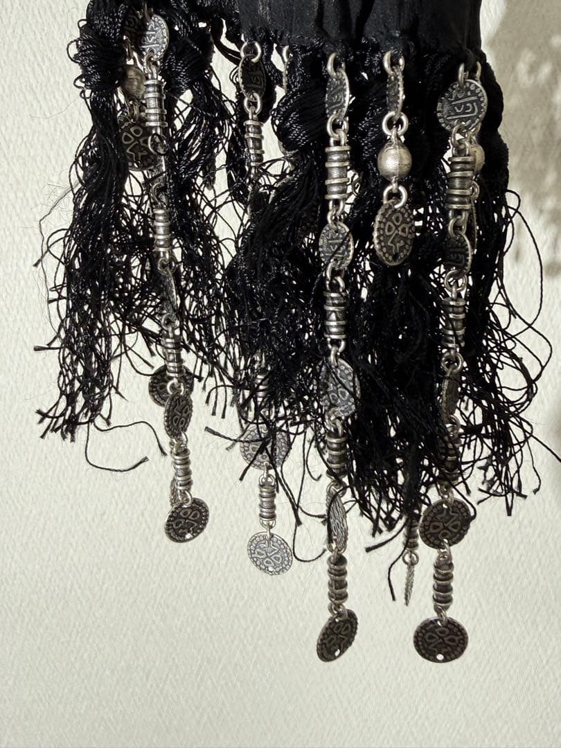 サンローランパリ コインビーズ装飾 プリーツストール