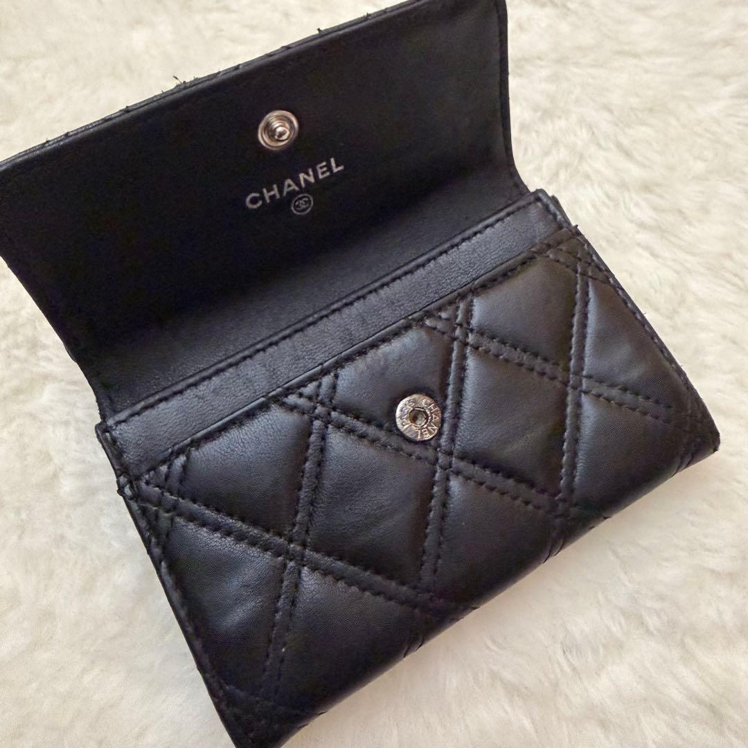 シャネル マトラッセ カードケース 名刺入れ 黒 ブラック ミニ財布 20