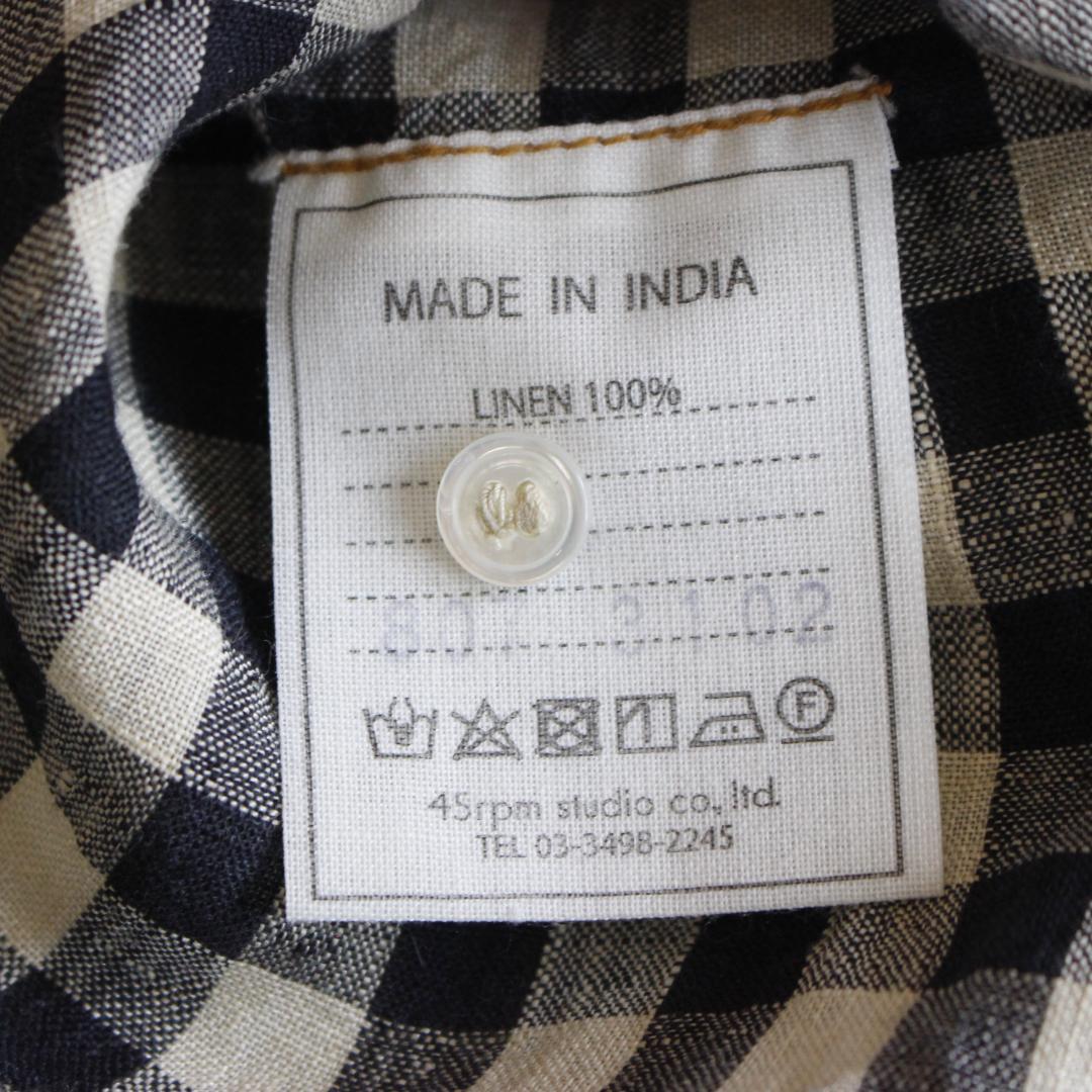 現行タグ】45R インドガーゼリネン908ビッググーグーシャツ M R刺繡